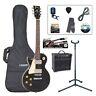 Left Hand Electric Guitar SET Black Amp Lead Strap Strings Stand NEW Bag Tuner