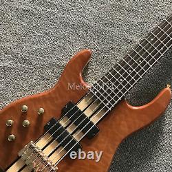 Left Handed 6-String Electric Bass Guitar Quilted Maple Veneer Maple Neck