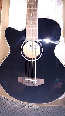 Left Handed Electro Acoustic 4 String Bass Guitar, Jumbo Large Scale, Tuner