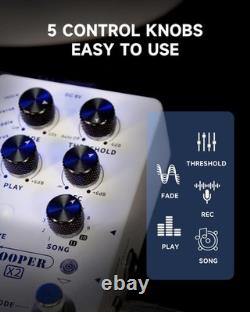 Looper X2 Stereo Electric Guitar Loop Pedal, Bass Guitar Looper Pedal, Acoust