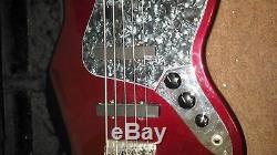 MIM Fender Jazz V bass, upgraded EMG pickups, Gotoh tuners, Schaller bridge