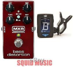 MXR Dunlop M85 Bass Distortion Effects Pedal (FREE CLIP ON GUITAR TUNER) M-85