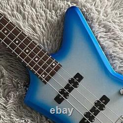 Metallic Blue ML Series 4 Strings Electric Bass Guitar S-S Pickups Maple Neck