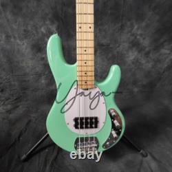 Muisic Man Mint Green Electric Bass Guitar H Pickups Basswood Body Factory