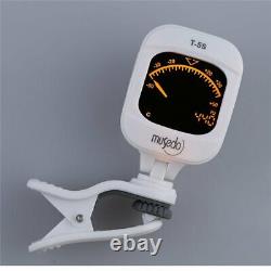 Musedo T-5S Rotatable LCD Electronic Clip-on Tuner White for Guitar Bass Violin