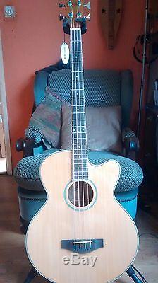 NEW Electro Semi Acoustic Bass Guitar, Jumbo Large Scale, Tuner Active Pre-Amp