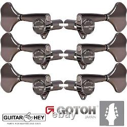 NEW Gotoh GB350 RES-O-LITE Aluminum Bass 6-String Tuning Keys L3+R3 COSMO BLACK