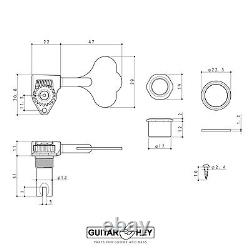 NEW Gotoh GBU510C-12 Bass 4-STRING Tuners 4-inline 11/16 Clover Key X-CHROME