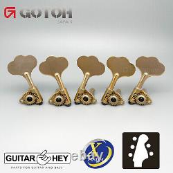 NEW Gotoh GBU510C-9 Compact Bass 5-String Tuners Open-Gear 3x2, ANTIQUE X-GOLD