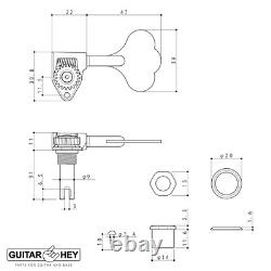 NEW Gotoh GBU510C-9 Compact Bass L2+R2 Tuners Open-Gear 2x2 ANTIQUE X-GOLD