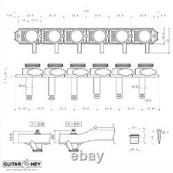 NEW Gotoh SD91-P5W MGT Locking Tuners Set 6 in line STAGGERED Pearl Buttons GOLD