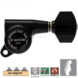 NEW Gotoh SG381-07 MGTB 6 In-Line Non-Staggered Locking Tuners BLACK