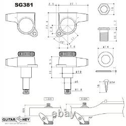NEW Gotoh SG381-07 MGTB Locking Tuners Set 6 in line Right Handed BLACK
