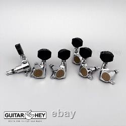 NEW Gotoh SGS510Z-EN07 L3+R3 Set Mini Tuners EBONY Buttons 118 Ratio 3x3 CHROME