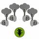 NEW Hipshot USA HB6 1/2 Ultralite Bass Tuning L2+R2 Clover Key 2x2 CHROME