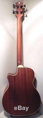 New Luna Tattoo 4 String Acoustic Electric Bass Guitar With Built In Tuner