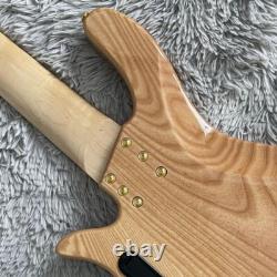 Natural Electric Bass Guitar 6 Strings Active Pickup Maple Neck Burl Top Veneer