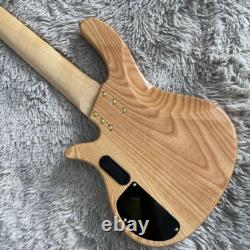 Natural Electric Bass Guitar 6 Strings Active Pickup Maple Neck Burl Top Veneer
