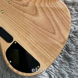 Natural Electric Bass Guitar 6 Strings Active Pickup Maple Neck Burl Top Veneer