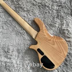Natural Electric Bass Guitar 6 Strings Active Pickup Maple Neck Burl Top Veneer
