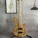 Natural Electric Bass Guitar Burl Top HH Pickups Active Pickup Gold Hardware