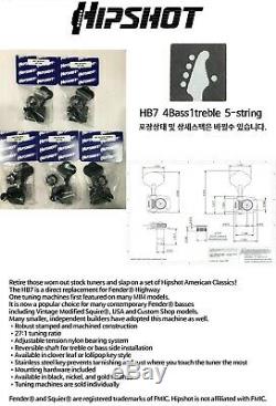 New Hipshot bass machine head/tuner HB7 20710B 4Bass1treble 5-string Black
