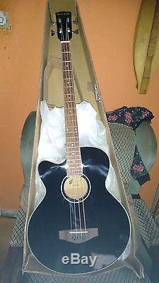 New Left Handed Electro Acoustic 4 String Bass Guitar, Jumbo Large Scale, Tuner