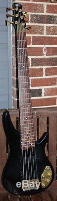 Nice Black Ibanez model SR406 6-string Bass with Grover tuners, gold trim