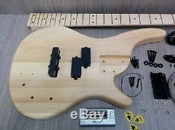 No-Solder Electric Bass Guitar DIY EB-302 Maple Neck, Free Digital Tuner, Picks#76