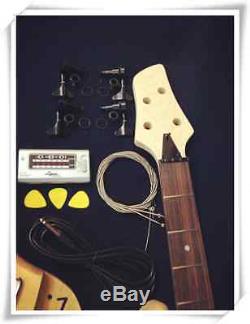 No-Solder Full Kit Electric Bass Guitar DIY EB-302DIY withFree Digital Tuner, Picks