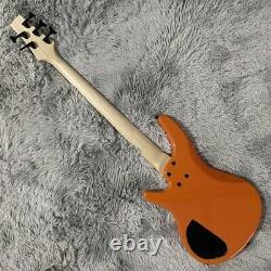 Orange Electric Bass Guitar HH Pickups Black Hardware 5 Strings Maple Neck