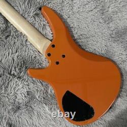 Orange Electric Bass Guitar HH Pickups Black Hardware 5 Strings Maple Neck