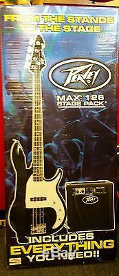 Peavey Max Bass Guitar Pack Gig Bag Tuner Strings Cable Picks Earpads Included