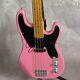 Pink Electric Bass Guitar 4 Strings Chrome Hardware Black Pickguard Maple Neck