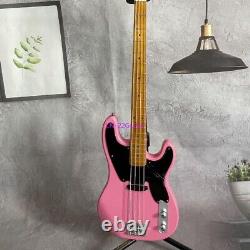 Pink Electric Bass Guitar 4 Strings Chrome Hardware Maple Neck Free Shipping