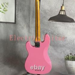 Pink Electric Bass Guitar Solid Body Chrome Hardware Maple Neck Free Shipping