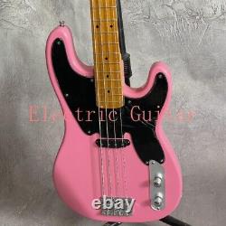 Pink Electric Bass Guitar Solid Body Chrome Hardware Maple Neck Free Shipping