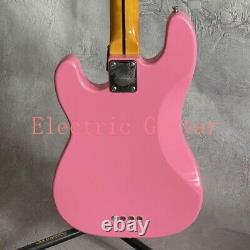 Pink Electric Bass Guitar Solid Body Chrome Hardware Maple Neck Free Shipping