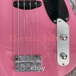 Pink Electric Bass Guitar Solid Body Chrome Hardware Maple Neck Free Shipping