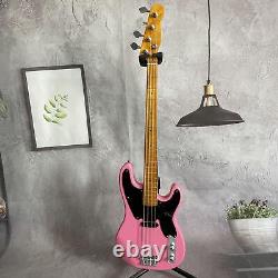 Pink Precision 4 String Electric Bass Guitar Single Pickup Open Tuner Bone Nut