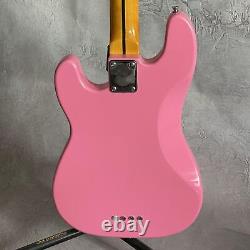 Pink Precision 4 String Electric Bass Guitar Single Pickup Open Tuner Bone Nut