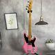 Pink Precision Electric Bass Guitar 4 String Single Pickup Bone Nut Open Tuner