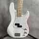 Precision 4 String Electric Bass Guitar White Solid Body SS Pickups Open Tuner