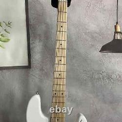 Precision 4 String Electric Bass Guitar White Solid Body SS Pickups Open Tuner