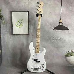 Precision 4 String Electric Bass Guitar White Solid Body SS Pickups Open Tuner