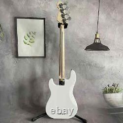 Precision 4 String Electric Bass Guitar White Solid Body SS Pickups Open Tuner