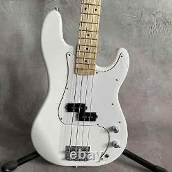 Precision Electric Bass Guitar 4 String SS Pickups Open Tuner White Solid Body