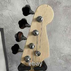 Precision Electric Bass Guitar 4 String SS Pickups Open Tuner White Solid Body