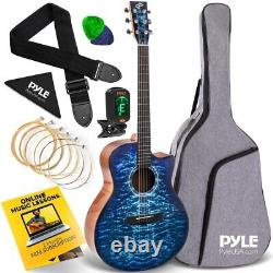 Pyle Classic 41 6-String Acoustic Guitar with Digital Tuner & Accessory Kit