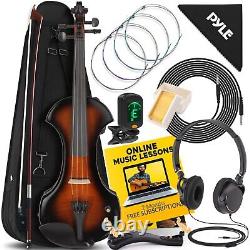 Pyle Electric Violin Stringed Instrument-Student Grade with Accessory kit